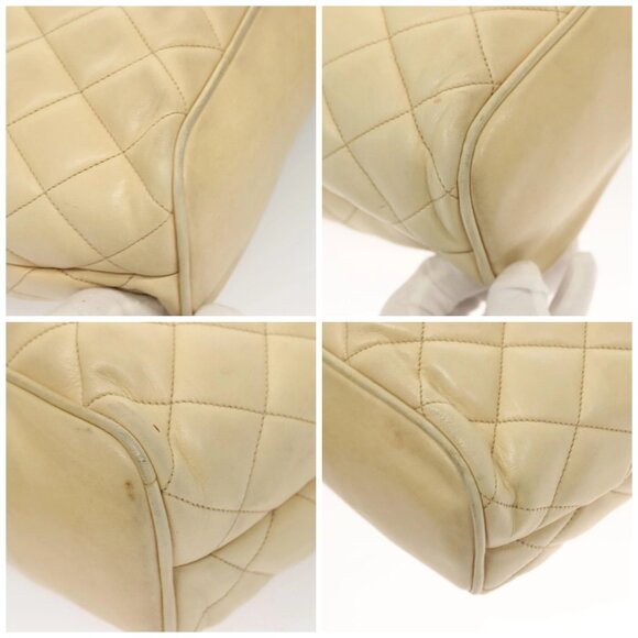 CHANEL Matelasse Chain Shoulder Bag Lamb Skin Beige Gold CC Auth bs27415 - Picture 16 of 16